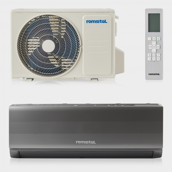 ИНВЕРТОРЕН КЛИМАТИК ROMSTAL EcoVent 500,СИВ, 12000 BTU, R32, КЛАС A+++/A++, WI-FI, 2024
